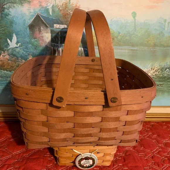 Bundle 𝅺2 Longaberger 1996 Handwoven Large/Small Square Baskets   12'' - Picture 5 of 16